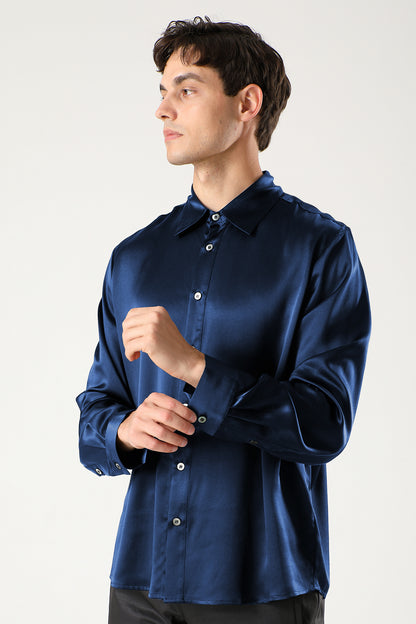 Men's silk shirt with kent collar