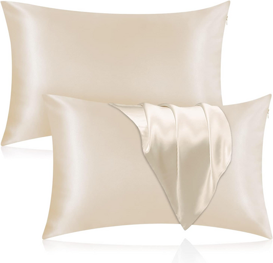 set of 2 silk pillowcases invisible zip 19 mommes