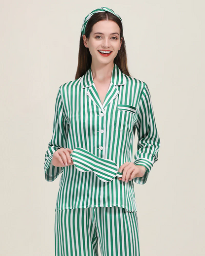 Women's striped silk pajamas set
