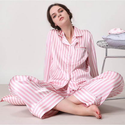 Ensemble pyjama femme soie à rayures