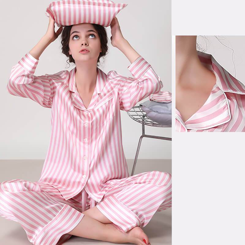 Women's striped silk pajamas set