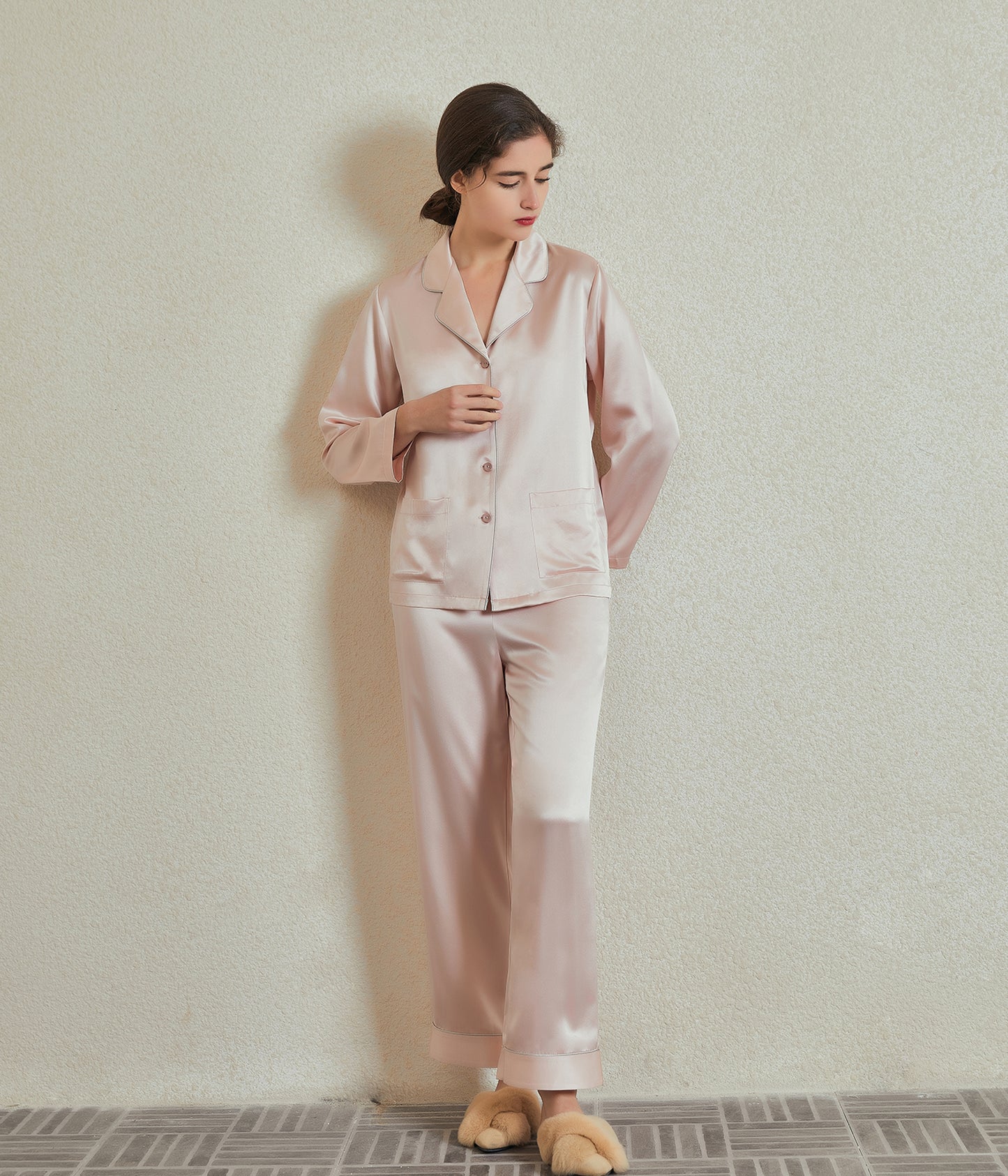 22 mommes pyjama soie femme manche longue