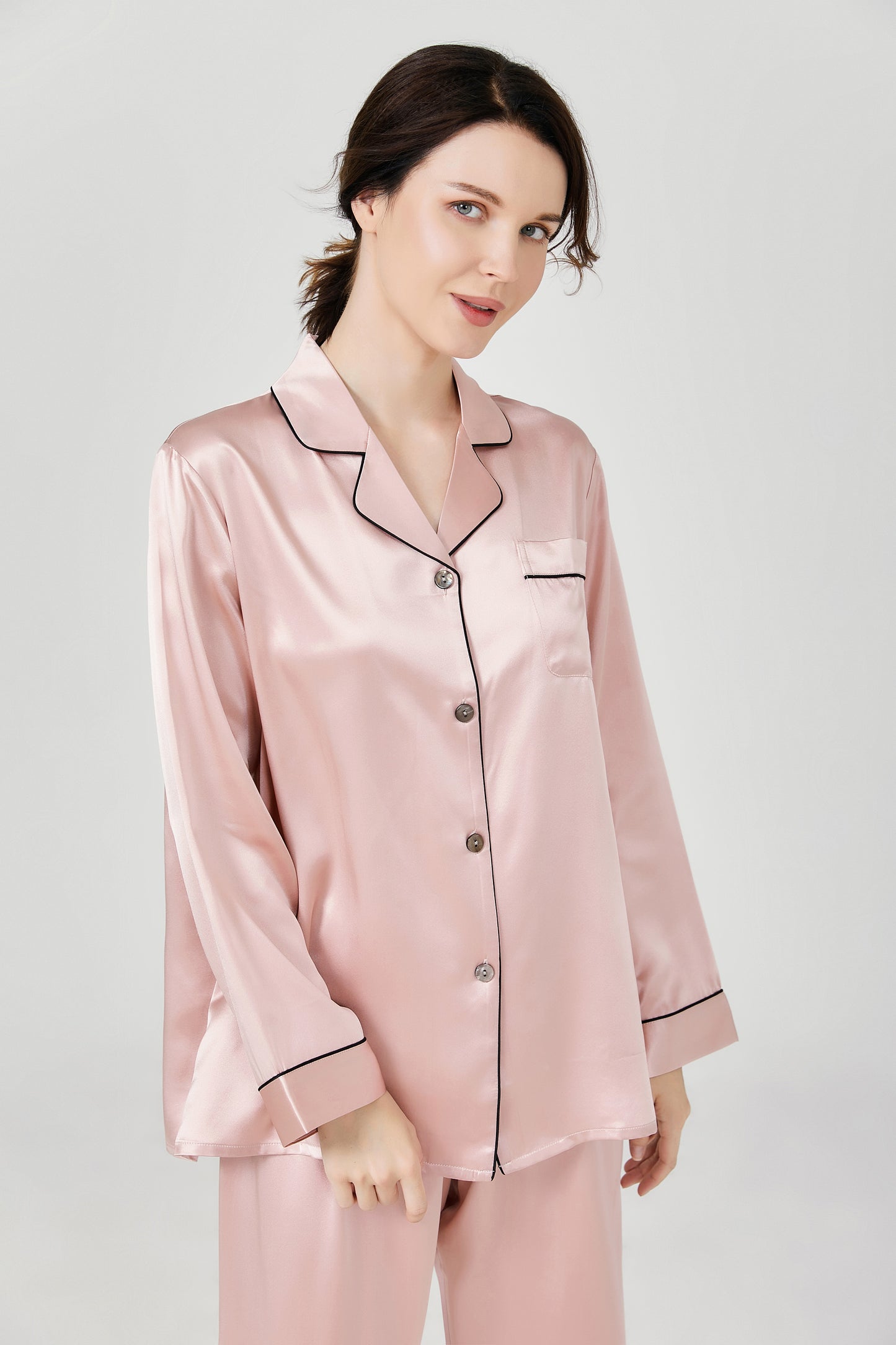 100% luxury classic silk pajama set for women