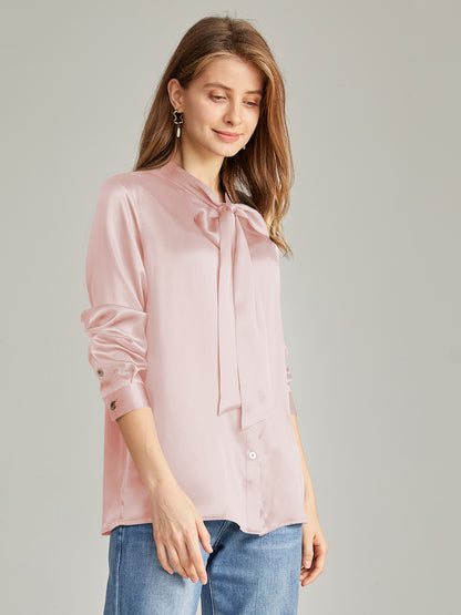 Silk shirt with ribbons to tie