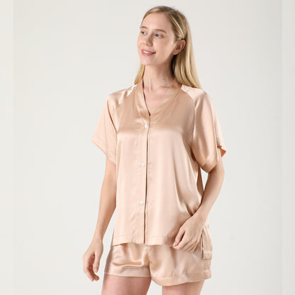 Women's V-neck silk short pajamas