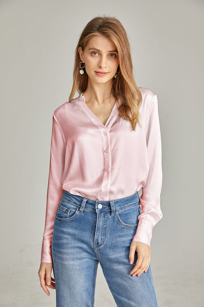 chemise femme soie rose
