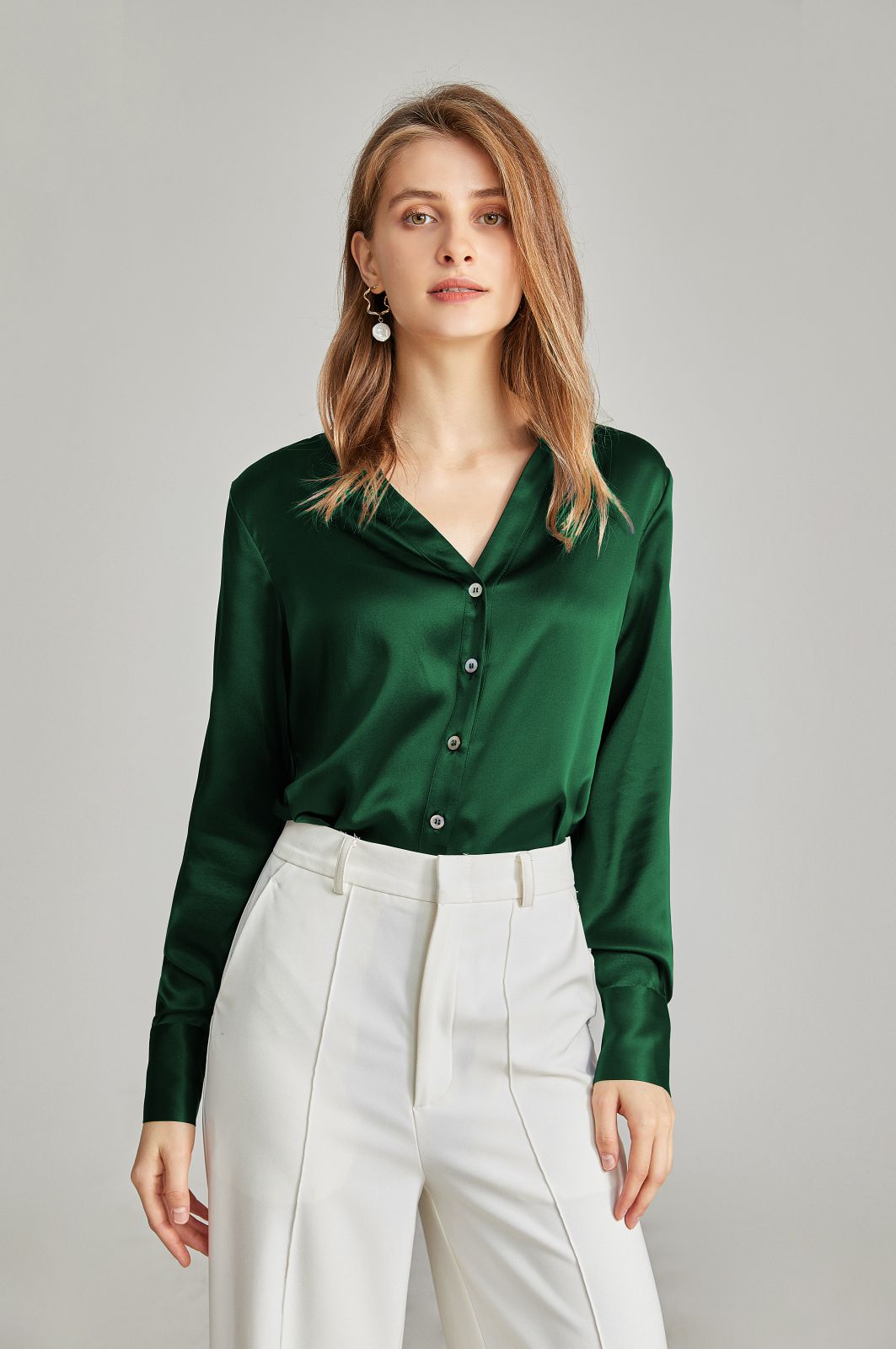 Chemise soie verte sale