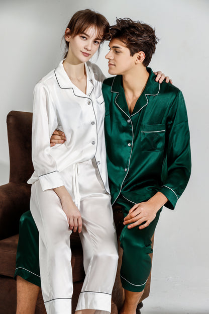 22 momme silke pyjamas for par med lange ermer
