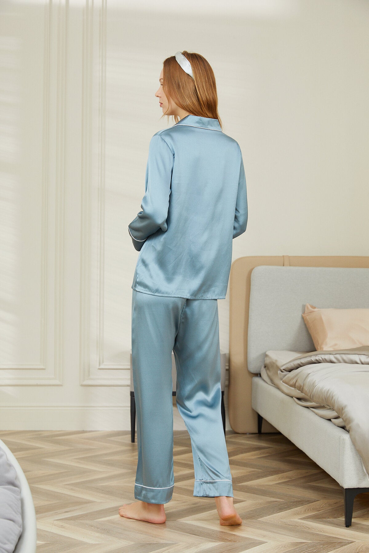 Pyjama femme soie classique col revers – Fornvoo