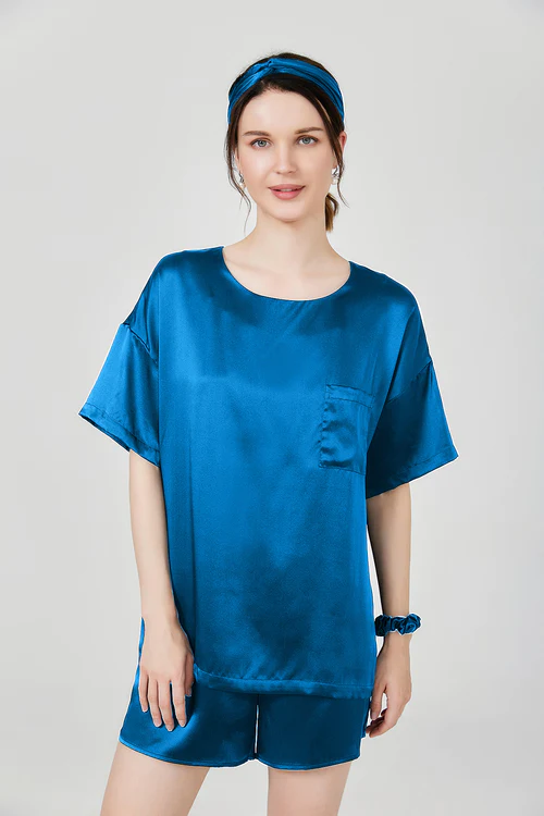 silk short pajama set for women