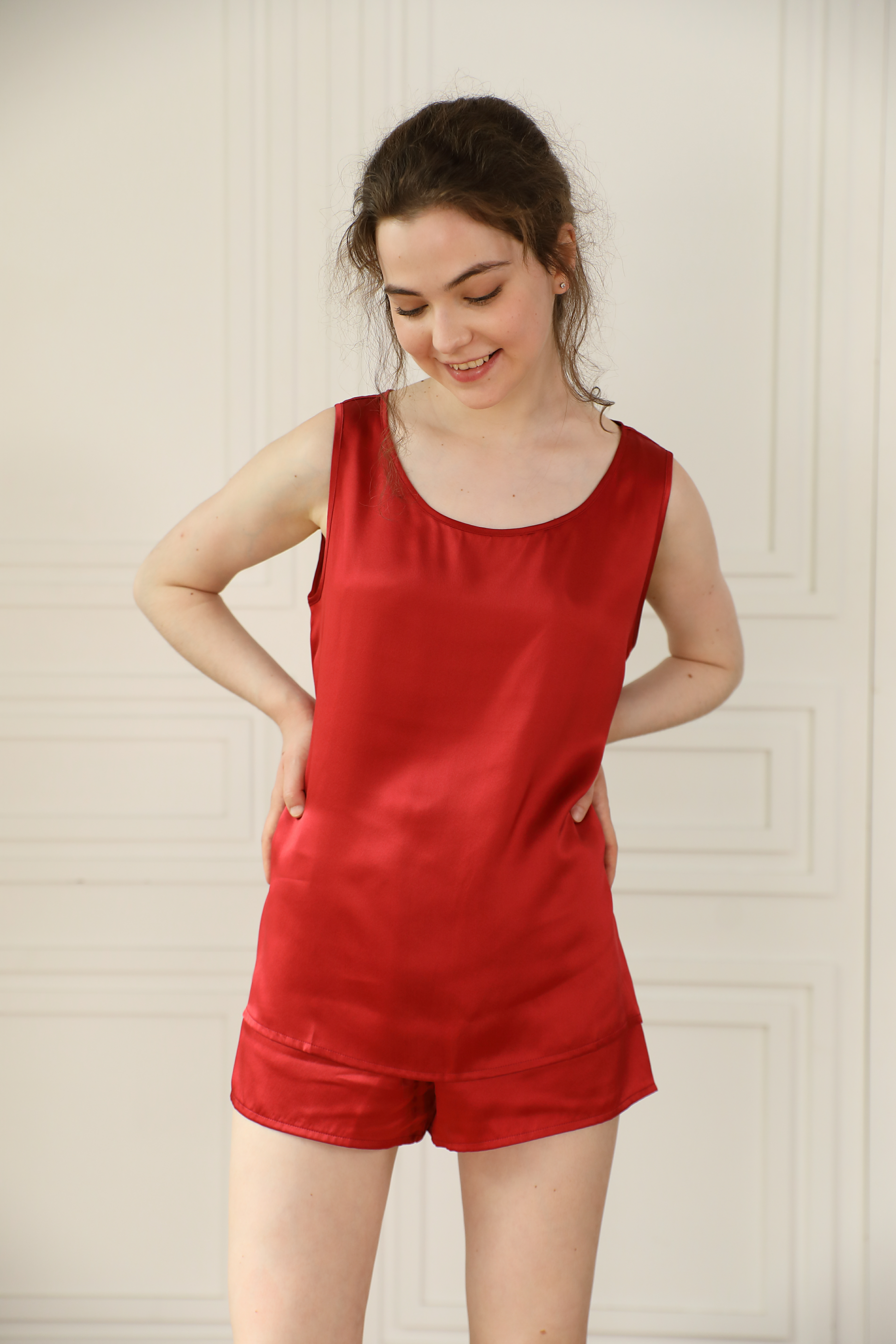 pyjashort femme soie caraco et shorty