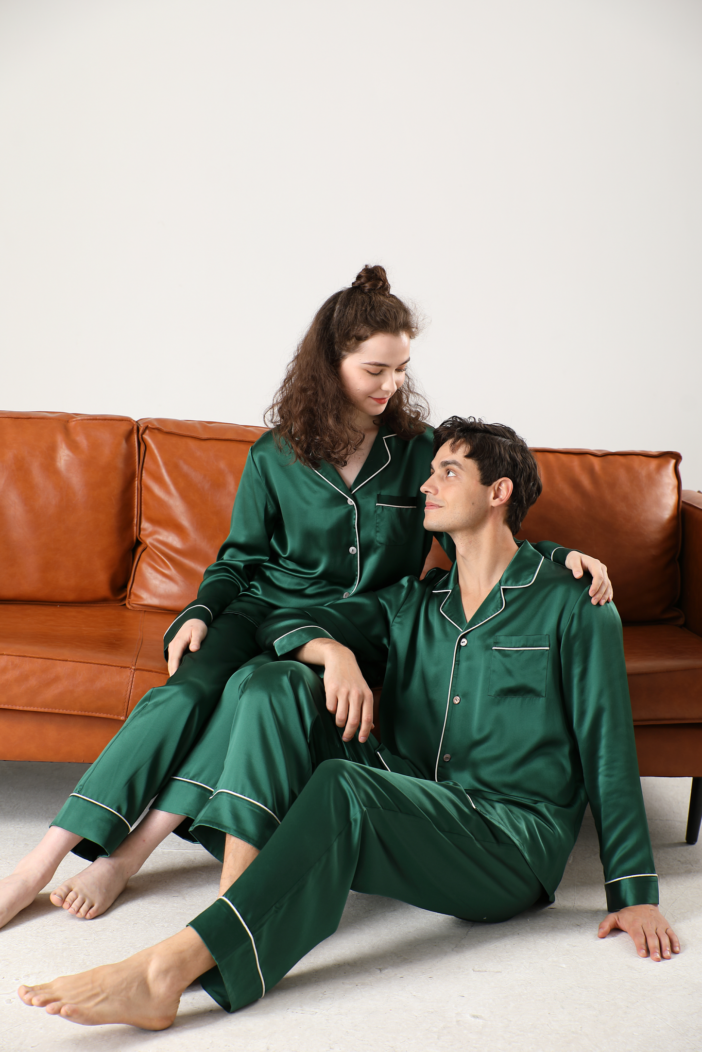 pyjama assorti couple en soie