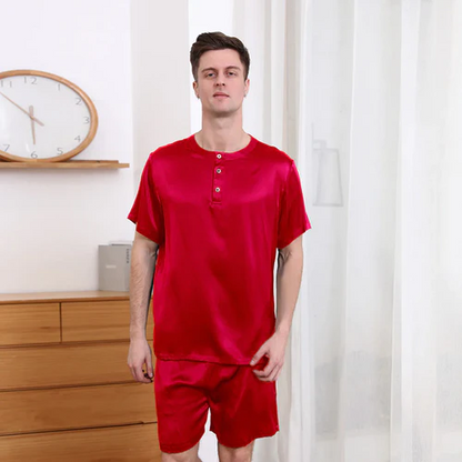 pyjama shorts homme soie courte pull col rond